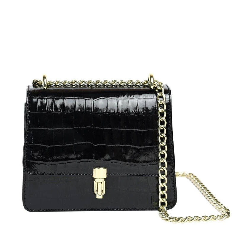 Image of Miso Croc-effect Crossbody Bag Womens - Black One Size