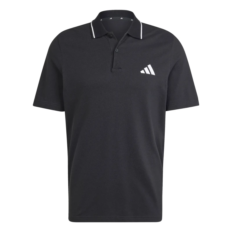 Image of adidas Mens Cotton 3-Stripes Polo Shirt - Black L