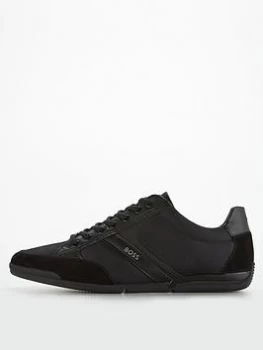 Image of BOSS Saturn Mix Fabric Trainers - Black, Size 9, Men