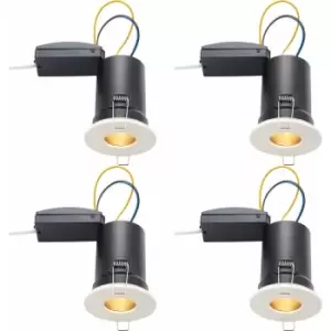 Image of 4 pack Fire Rated Recessed Ceiling Downlight - 50W GU10 - Fixed - Matt White