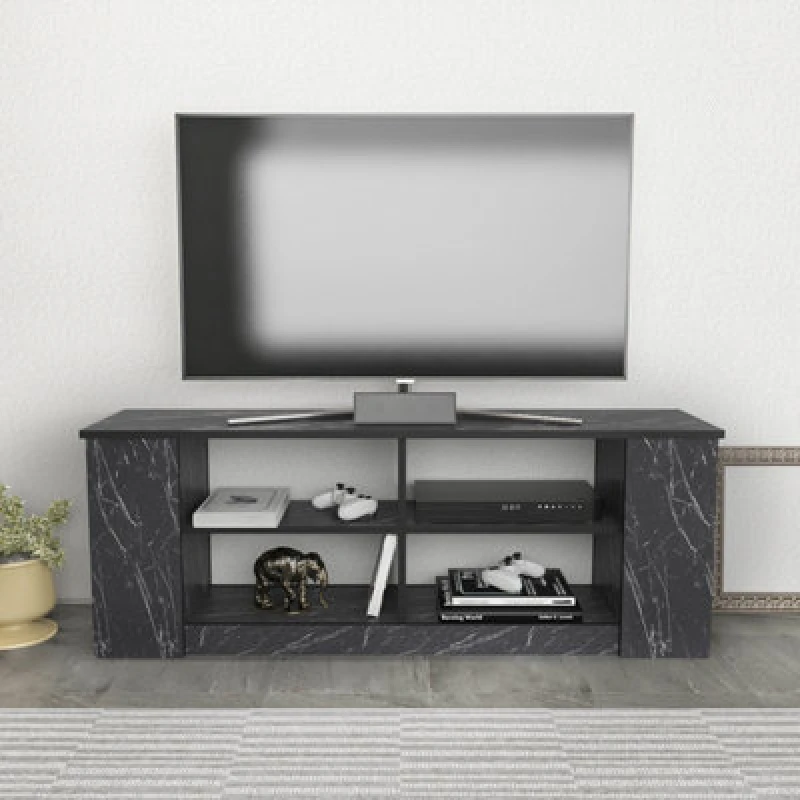 Image of Decorotika Space TV Stand TV Unit For Tvs Up To 55" Black Marble Effect