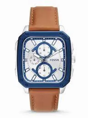 Image of Fossil Men Multifunction Brown Leather Watch