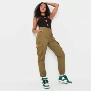 Image of Missguided Cut Out Rib High Neck Bodysuit - Black