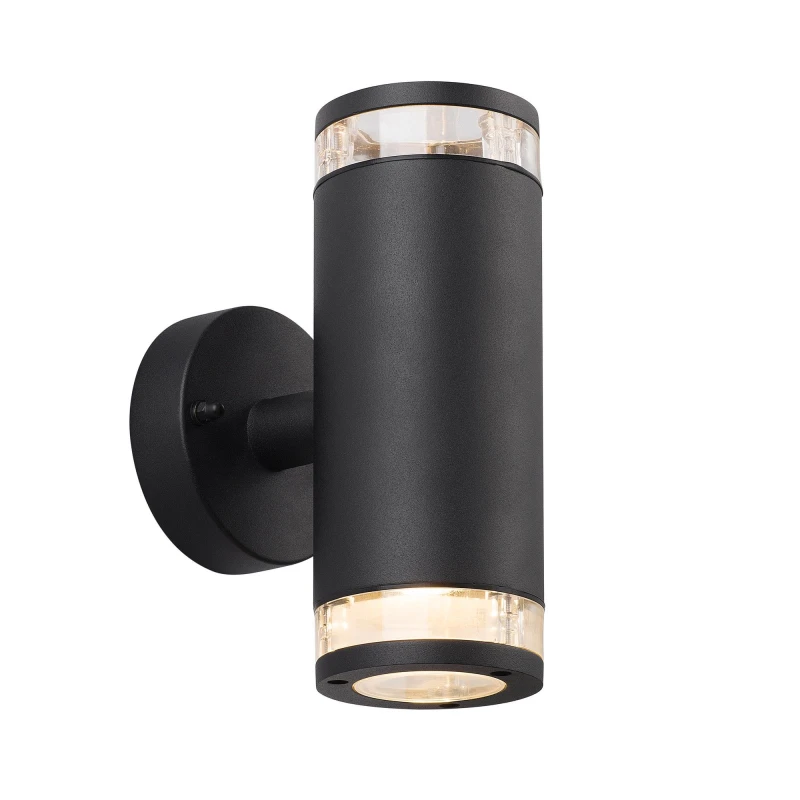 Image of Nordlux Birk Outdoor Wall Light Black Aluminium Solar GU10 Sensor Weatherproof - Mains Powered, IP44 Black Unisex