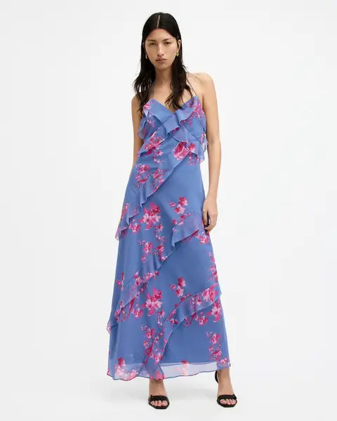 Image of AllSaints Marina Iona Floral Print Slim Fit Dress