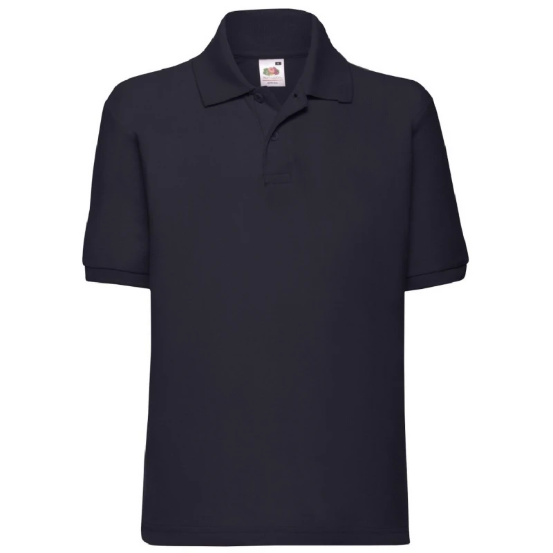 Image of Fruit of the Loom 65 35 Pique Polo Shirt Pack of 2 in Mid Navy Size: 12-13 Years Mid Navy Unisex 12-13 Years