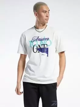 Image of Reebok Answer to No One Short Sleeve T-Shirt, Black Size M Men