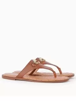 Image of Barbour Baymouth Leather Thong Sandal - Brown, Size 5, Women