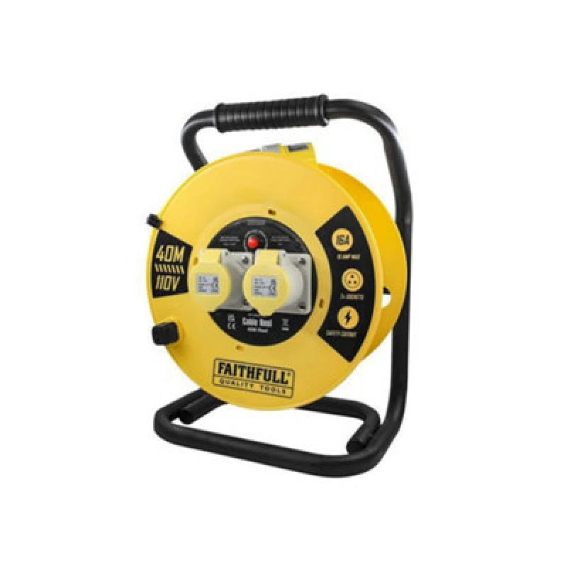 Image of Faithfull Power Plus 16A 2 Socket Open Cable Reel 110v XP06-SY4H Length: 40m
