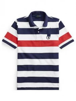 Image of Ralph Lauren Boys Short Sleeve Big Pony Stripe Polo - Navy