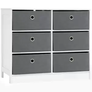 Image of Homcom 6 Fabric Pull Out Drawer Storage Dresser White And Grey