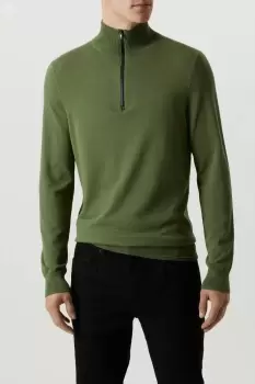 Image of Premium Green Knitted Tech Funnel 1/4 Zip Jumper