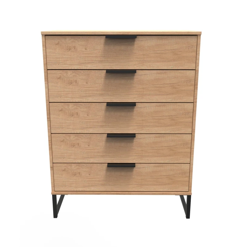 Image of Ready Assembled 2 U Fuji 5 Drawer Chest (Ready Assembled) in Natural Natural Unisex