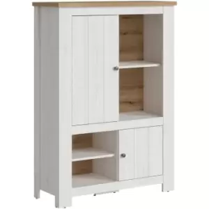 Image of Celesto 2 Door 4 Shelves Cabinet in White and Oak