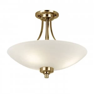 Image of 3 Light Flush Ceiling Light White, Antique Brass, E27
