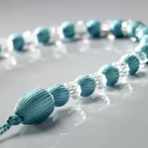 Image of Alan Symonds Earl Satin Woven Beaded Curtain Tie Back, Teal