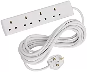 Image of SMJ Electrical 8 Way 13Amp Trailing Socket Extension Lead, 2 m, White