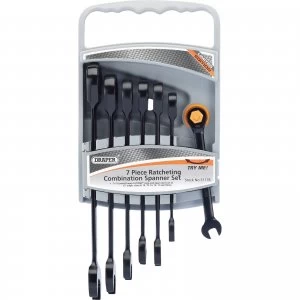 Image of Draper 7 Piece Hi Torq Ratchet Combination Spanner Set Metric