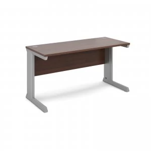 Image of Vivo Straight Desk 1400mm x 600mm - Silver Frame Walnut Top