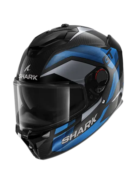 Image of Shark Spartan GT Pro Ritmo Carbon Carbon Blue Chrom DBU Full Face Helmet 2XL