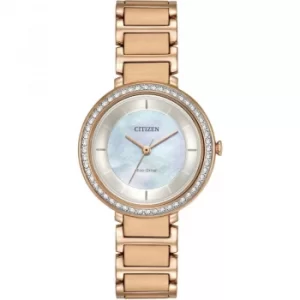 Image of Ladies Citizen Eco-drive Silhouette Crystal PVD rose plating Watch