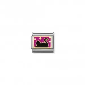 Image of Nomination Composable Classic Plates Gold Cat Dots Fuchsia Link 030284/08