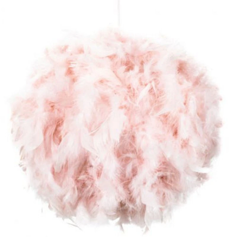 Image of Happy Homewares Contemporary And Unique Large Pink Real Feather Decorated Pendant Light Shade