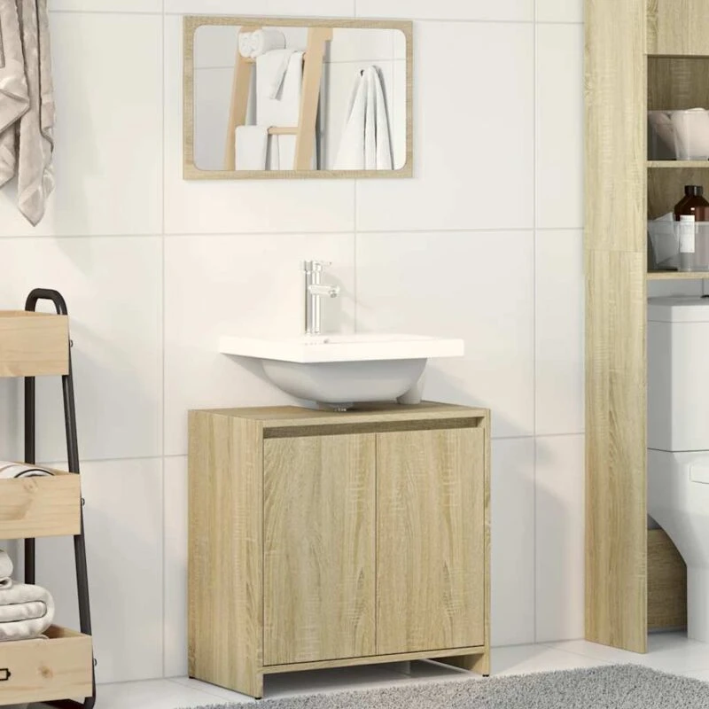 Image of VIDAXL Bathroom Furniture Set Sonoma Oak Engineered Wood Vidaxl 8721102808579
