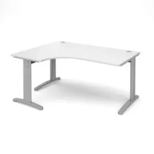 Image of Office Desk Left Hand Corner Desk 1600mm White Top With Silver Frame 1200mm Depth TR10 TDEL16SWH