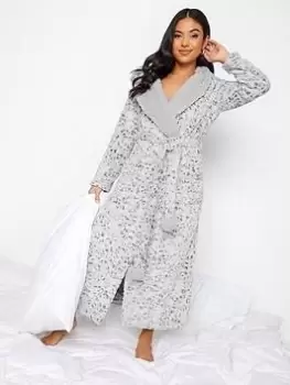 Image of PixieGirl Petite Contrast Animal Maxi Robe, Grey, Size 6-8, Women