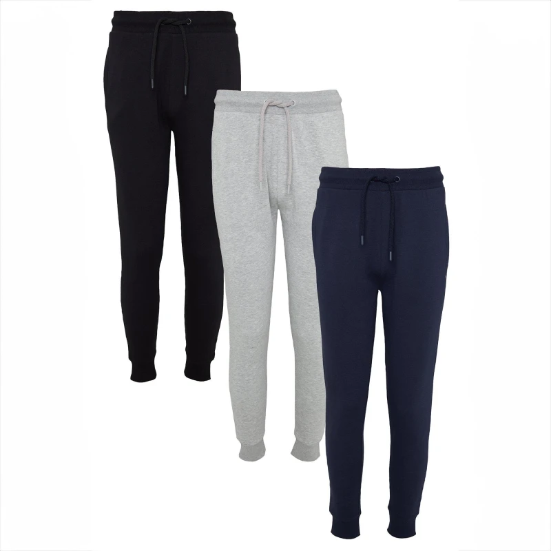 Image of Threadbare Threadbare Men 3 Pack 'Tangelo' Regular Fit Joggers in Black Size: Medium Black M Male 7625915005235