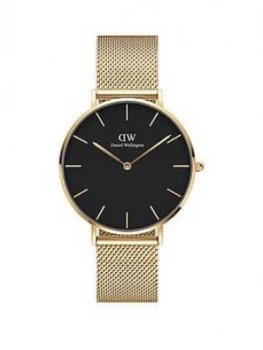 Image of Daniel Wellington Evergold Black 36Mm Dial Gold Stainless Steel Mesh Strap Watch