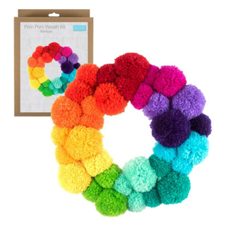 Image of Groves Of Thames Pompom Wreath R/bow - Pom Pom Wreath Kit: Rainbow: Pack Of 1 - Trimits