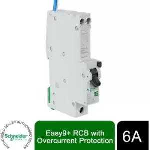 Image of Schneider Electric - Easy9+ EZ9D16806 RCBO Circuit Breaker 6A 30mA Type A B Curve