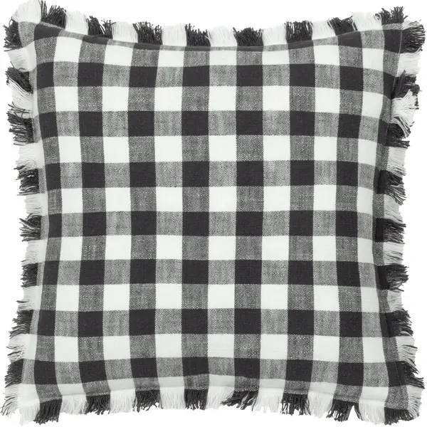 Image of Yard Barton Check Cotton Square Cushion Black