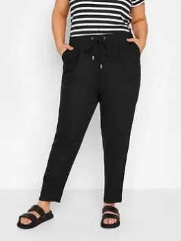 Image of Yours Linen Joggers - Black, Size 20, Women