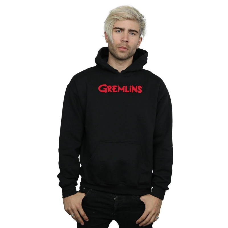 Image of Gremlins Gremlins Men Text Logo Hoodie in Black Size: Small Black S Male 5057972990933