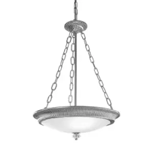 Image of Milord Glass Cylindrical Pendant Ceiling Light 3 Light Chrome