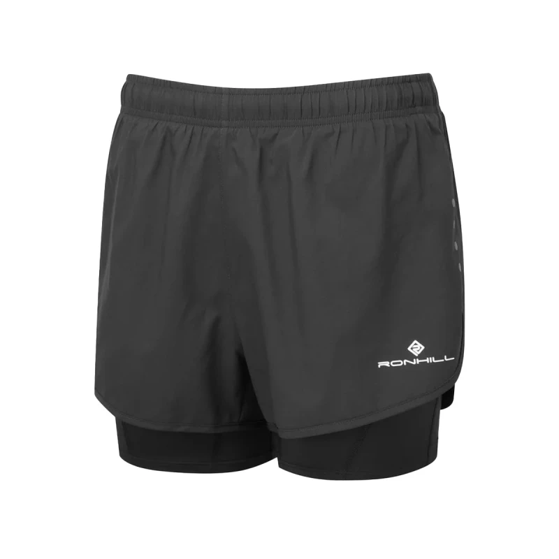 Image of Ronhill Ronhill Core Twin Running Shorts Womens All Black - Black / S