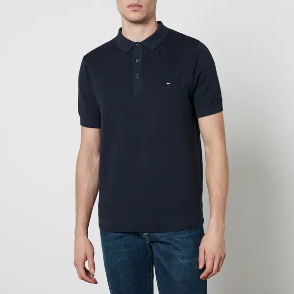 Image of Tommy Hilfiger Chain Ribbed-Knit Polo Shirt - S