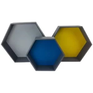 Image of Set of 3 Wooden Hexagon Shelves