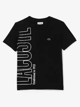 Image of Lacoste Boys Active Print Short Sleeve T-Shirt - Black, Size 5 Years