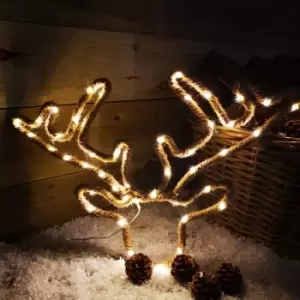 Image of 49cm LED Christmas Reindeer Head Light Battery Operated Hemp Rope Decoration