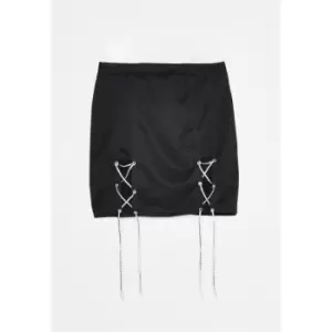 Image of Missguided Plus Size Diamante Lace Up Mini Skirt - Black