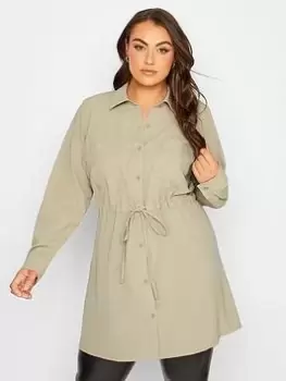 Image of Yours Long Sleeve Crinkle Utility Tunic - Natural, Size 18, Women