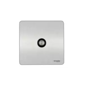 Image of Schneider Electric Ultimate Screwless Flat Plate - Single TV/FM Aerial Socket, GU7410BSS, Stainless Steel with Black Insert