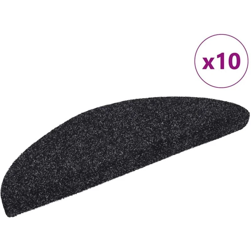 Image of VIDAXL Self-adhesive Stair Mats 10 pcs Black 56x17x3cm Needle Punch Vidaxl 8720286327852