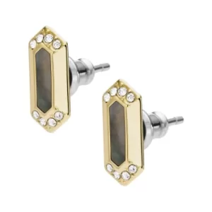 Image of Fossil Val Gilded Black Mother-of-Pearl Stud Earrings