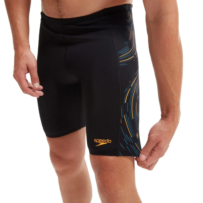 Image of Speedo Tech Panel Jammer Shorts - Black orange Black orange 40