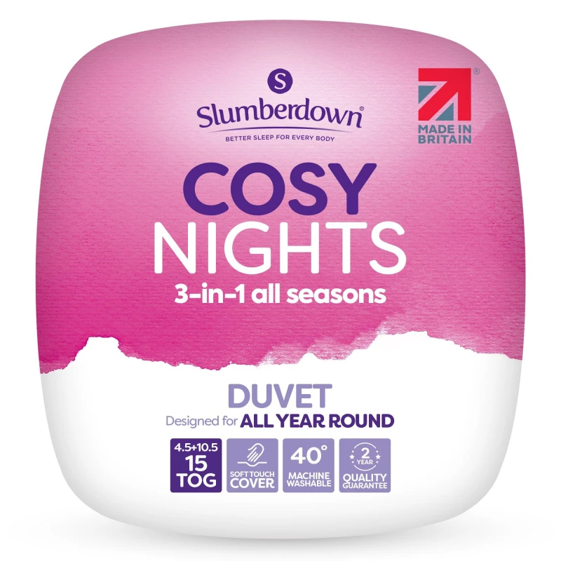 Image of Slumberdown Cosy Nights 15 Tog All Seasons Duvet - White White Double